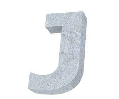 Büyük harf - beyaz arka plan üzerinde izole J beton. 3D render illüstrasyon