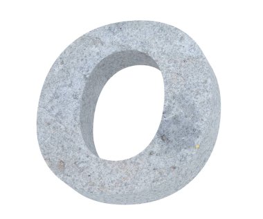 Büyük harf - beyaz arka plan üzerinde izole O beton. 3D render illüstrasyon