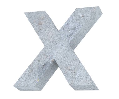 Beton büyük harf - X izole üzerinde beyaz arka plan. 3D render illüstrasyon