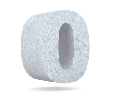 3D render beton numarası 0 sıfır. 3D render illüstrasyon.