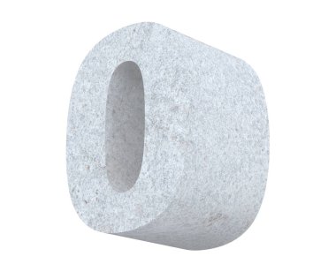 3D render beton numarası 0 sıfır. 3D render illüstrasyon.