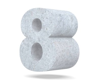 3D render beton sayı 8 sekiz. 3D render illüstrasyon.