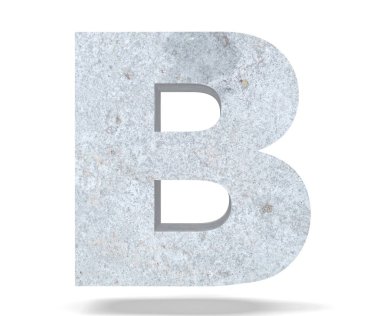 Büyük harf - beyaz arka plan üzerinde izole B beton. 3D render illüstrasyon