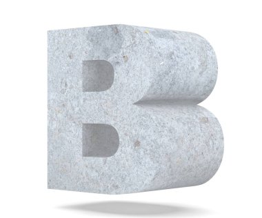Büyük harf - beyaz arka plan üzerinde izole B beton. 3D render illüstrasyon