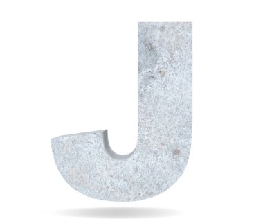 Büyük harf - beyaz arka plan üzerinde izole J beton. 3D render illüstrasyon
