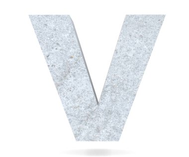 Büyük harf - beyaz arka plan üzerinde izole V beton. 3D render illüstrasyon