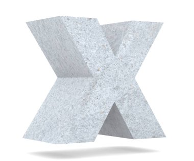 Beton büyük harf - X izole üzerinde beyaz arka plan. 3D render illüstrasyon