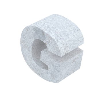 Büyük harf - beyaz arka plan üzerinde izole G beton. 3D render illüstrasyon