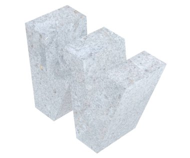 Büyük harf - W beyaz arka plan üzerinde izole beton. 3D render illüstrasyon