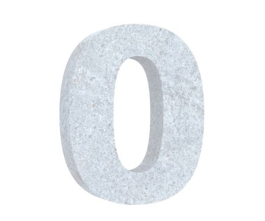 3D render beton numarası 0 sıfır. 3D render illüstrasyon.