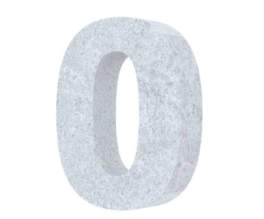 3D render beton numarası 0 sıfır. 3D render illüstrasyon.