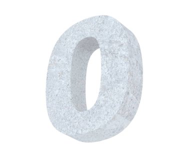 3D render beton numarası 0 sıfır. 3D render illüstrasyon.