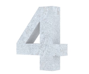 3D render beton sayı 4 dört. 3D render illüstrasyon.