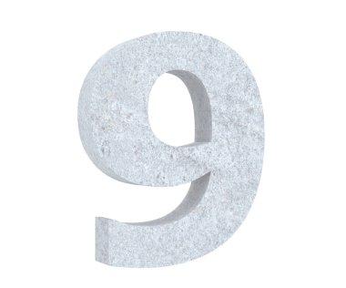 3D render beton 9 numara dokuz. 3D render illüstrasyon.
