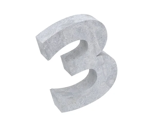 Rendering Concrete Number Three Render Illustration — Stock Photo, Image