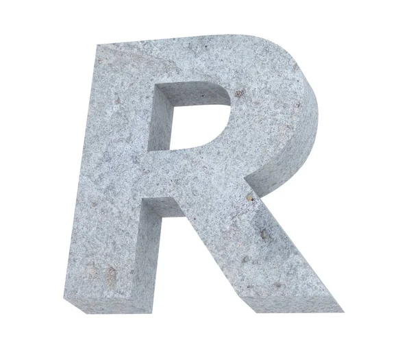 Büyük harf - beyaz arka plan üzerinde izole R beton. 3D render illüstrasyon