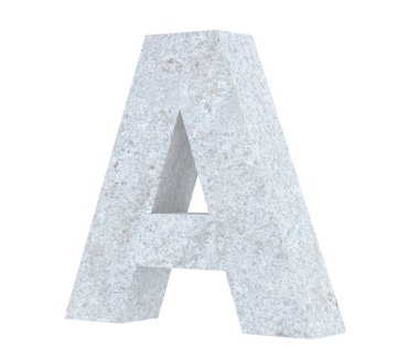 Büyük harf - beyaz arka plan üzerinde izole A beton. 3D render illüstrasyon