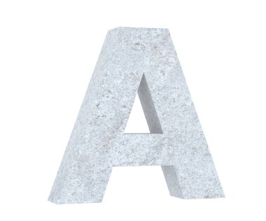 Büyük harf - beyaz arka plan üzerinde izole A beton. 3D render illüstrasyon