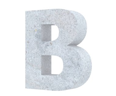 Büyük harf - beyaz arka plan üzerinde izole B beton. 3D render illüstrasyon
