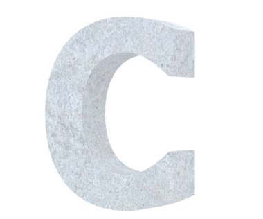 Büyük harf - beyaz arka plan üzerinde izole C beton. 3D render illüstrasyon