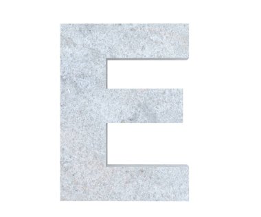 Büyük harf - beyaz arka plan üzerinde izole E beton. 3D render illüstrasyon