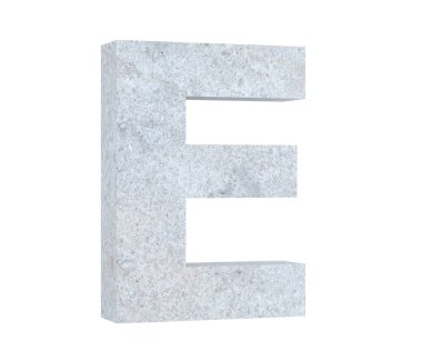 Büyük harf - beyaz arka plan üzerinde izole E beton. 3D render illüstrasyon