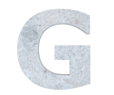Büyük harf - beyaz arka plan üzerinde izole G beton. 3D render illüstrasyon