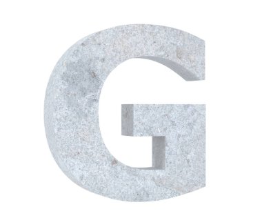 Büyük harf - beyaz arka plan üzerinde izole G beton. 3D render illüstrasyon