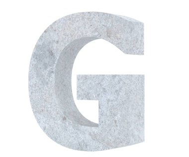 Büyük harf - beyaz arka plan üzerinde izole G beton. 3D render illüstrasyon