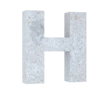 Büyük harf - beyaz arka plan üzerinde izole H Beton. 3D render illüstrasyon