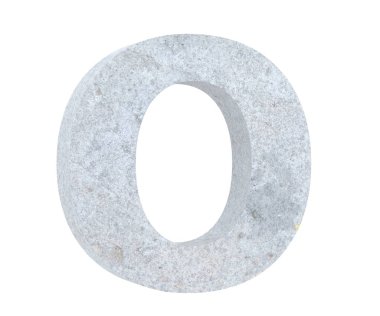 Büyük harf - beyaz arka plan üzerinde izole O beton. 3D render illüstrasyon