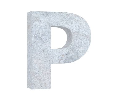 Büyük harf - beyaz arka plan üzerinde izole P beton. 3D render illüstrasyon