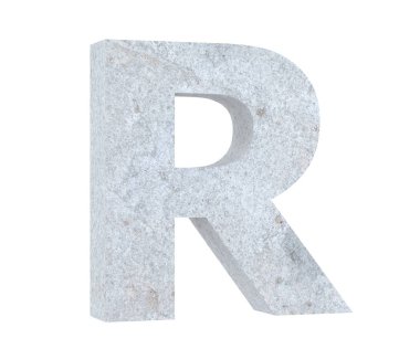 Büyük harf - beyaz arka plan üzerinde izole R beton. 3D render illüstrasyon