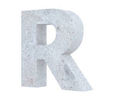 Büyük harf - beyaz arka plan üzerinde izole R beton. 3D render illüstrasyon