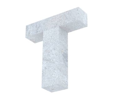 Büyük harf - beyaz arka plan üzerinde izole T beton. 3D render illüstrasyon