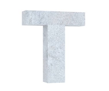 Büyük harf - beyaz arka plan üzerinde izole T beton. 3D render illüstrasyon