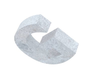 Büyük harf - beyaz arka plan üzerinde izole G beton. 3D render illüstrasyon