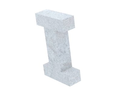 Beton büyük harf - beyaz arka plan üzerinde izole. 3D render illüstrasyon