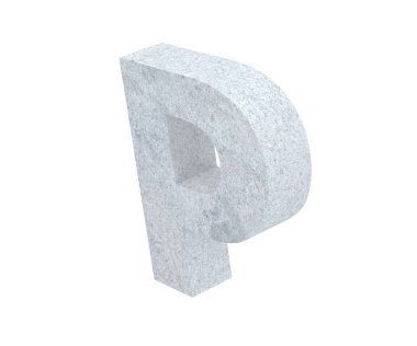 Büyük harf - beyaz arka plan üzerinde izole P beton. 3D render illüstrasyon