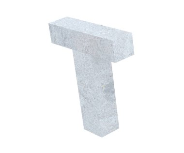 Büyük harf - beyaz arka plan üzerinde izole T beton. 3D render illüstrasyon