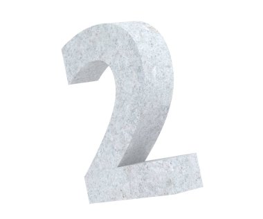 3D render beton sayı 2 iki. 3D render illüstrasyon.