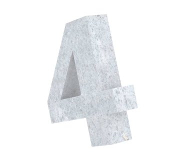 3D render beton sayı 4 dört. 3D render illüstrasyon.