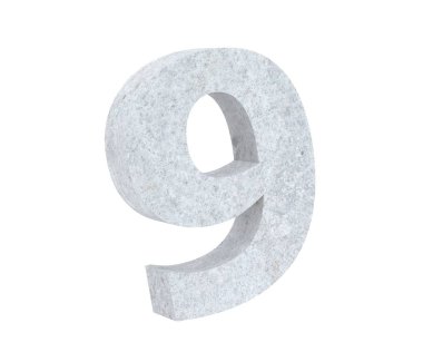 3D render beton 9 numara dokuz. 3D render illüstrasyon.