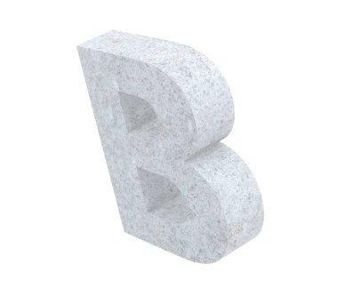 Büyük harf - beyaz arka plan üzerinde izole B beton. 3D render illüstrasyon