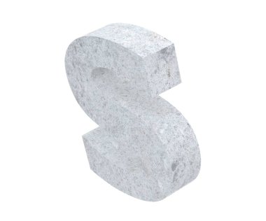 Büyük harf - beyaz arka plan üzerinde izole S beton. 3D render illüstrasyon