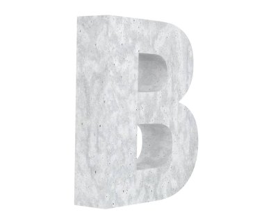 Büyük harf - beyaz arka plan üzerinde izole B beton. 3D render illüstrasyon