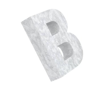 Büyük harf - beyaz arka plan üzerinde izole B beton. 3D render illüstrasyon