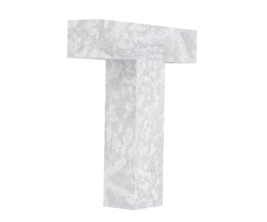 Büyük harf - beyaz arka plan üzerinde izole T beton. 3D render illüstrasyon