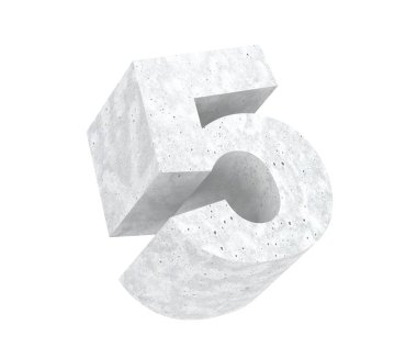 3D render beton sayı 5 beş. 3D render illüstrasyon.