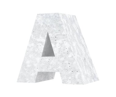 Büyük harf - beyaz arka plan üzerinde izole A beton. 3D render illüstrasyon